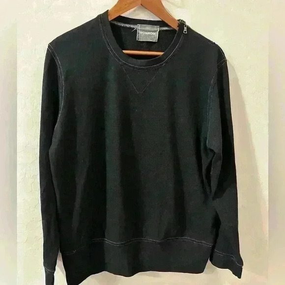 Monrow Supersoft Sweatshirt Women's Black Crew Neck Long Sleeve Medium - Picture 1 of 5